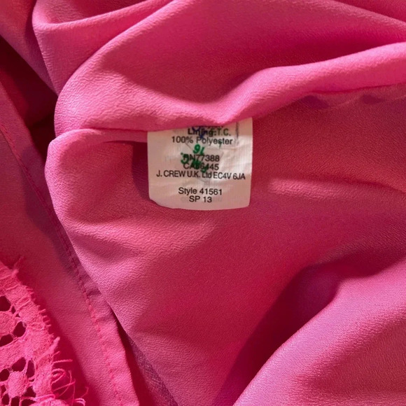 J Crew Pink Lace Overlay Short Sleeve Blouse Women’s XS - Picture 9 of 11